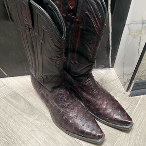Men's Black Cherry Ostrich Cowboy Boots
